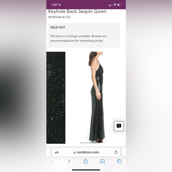 Morgan & Co Long Keyhole back Green Sequin Dress Size 3 - Picture 10 of 11